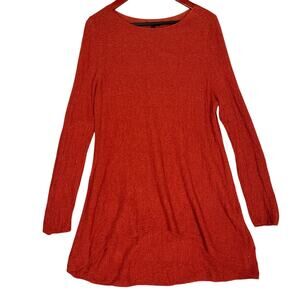 Eileen Fisher Organic Linen Tunic Sweater Womens XL Spiced Pumpkin Lagenlook